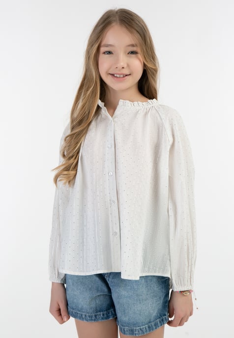IZIA Blouse Meisje Gebroken wit met zilveren strepen en stippen - Image 3