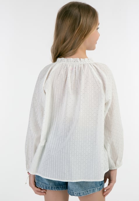IZIA Blouse Meisje Gebroken wit met zilveren strepen en stippen - Image 4