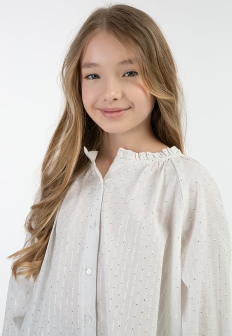 IZIA Blouse Meisje Gebroken wit met zilveren strepen en stippen - Image 5