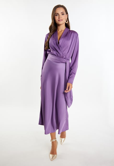 Faina Satijnen wikkelblouse Dames paars - Image 2