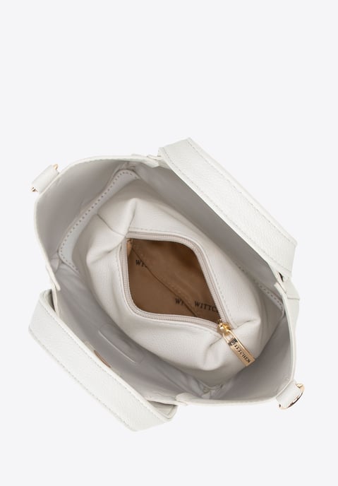 Wittchen Women's mini suitcase with removable pouch off-white eco-leather - Image 4