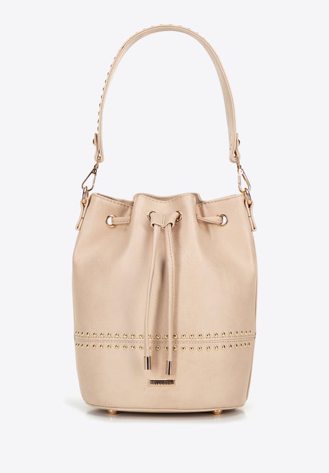 Wittchen Damestas met trekkoorden, beige, eco-leer - Image 2