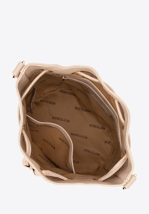 Wittchen Damestas met trekkoorden, beige, eco-leer - Image 4