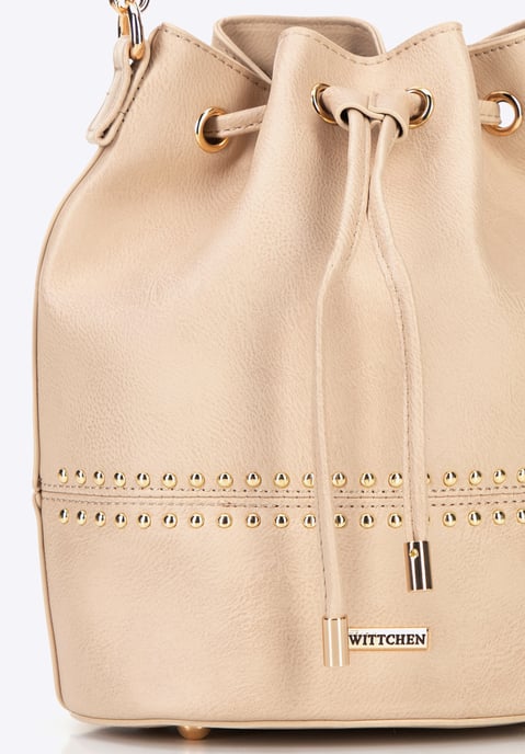Wittchen Damestas met trekkoorden, beige, eco-leer - Image 5