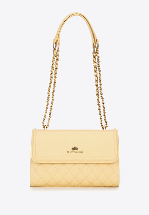 Wittchen Women's Messenger Bag made of natural leather with quilting yellow yell - Image 2