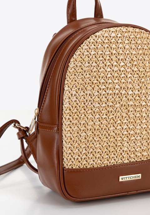 Wittchen Women's backpack with weave brown and beige eco-leather - Image 4