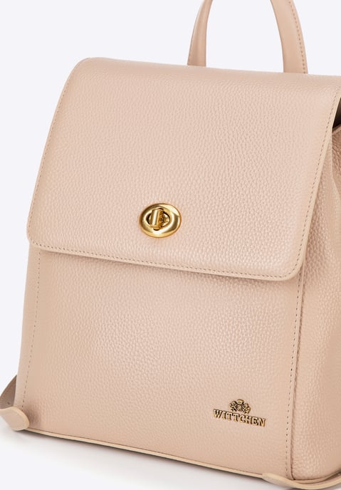 Wittchen Dames Leren Rugzak met Rechthoekige Klep, Beige, Natuurlijk Leer - Image 4
