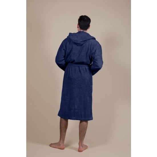 CozyLion Badjas badstof dames & heren donker blauw | - Image 3