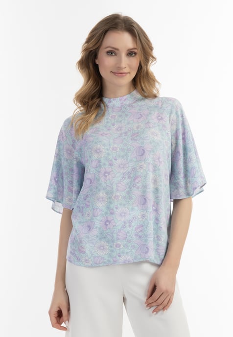 usha blouse met korte mouwen Dames Turkoois Veelkleurig - Image 3