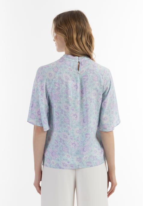 usha blouse met korte mouwen Dames Turkoois Veelkleurig - Image 4