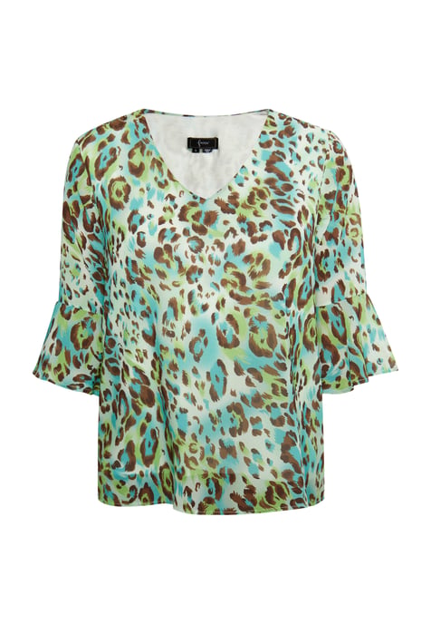 Faina Blouse shirt Dames Turkoois Veelkleurig - Image 1