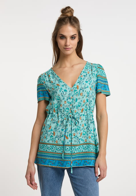 usha blouse met korte mouwen Dames Turkoois Veelkleurig - Image 3