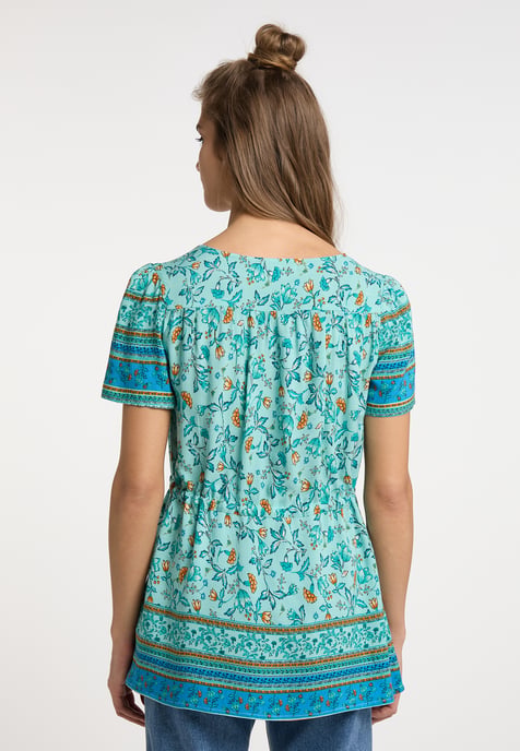 usha blouse met korte mouwen Dames Turkoois Veelkleurig - Image 4