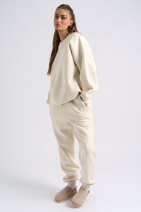 Cream Cuffed Jogger - Image 1