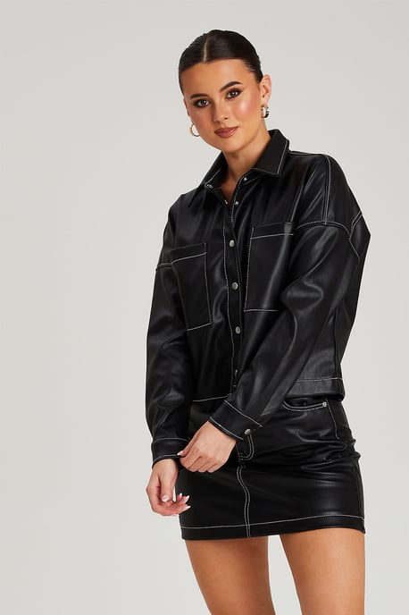 Black Boss PU Shirt - Image 1