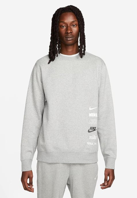Nike Club Fleece Plus Small Logo Sweatshirt in Grey Heather - Image 1