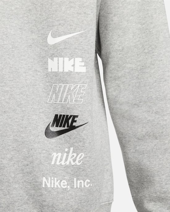 Nike Club Fleece Plus Small Logo Sweatshirt in Grey Heather - Image 4