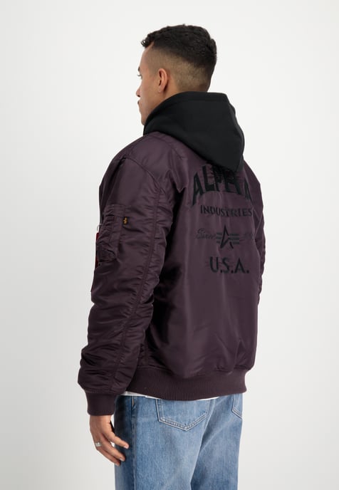 MA-1 Zip Hood Back Embroidery Bomber Jacket - Image 3