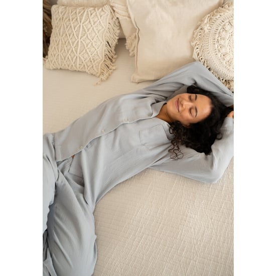 By Louise Dames pyjama set lang mousseline met knoopjes grijs/blauw - Image 5