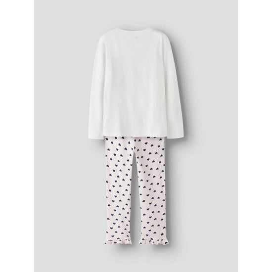 Name It Meisjes lange pyjama set nkfragna wit/roze hartjes print - Image 3