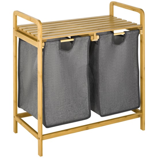 4goodz Wasmand wassoorteerder met 2 waszakken 63,5x33x73 cm bamboe - Image 1
