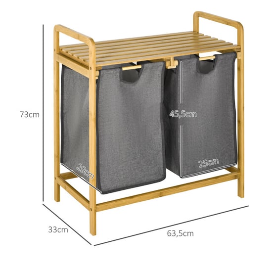 4goodz Wasmand wassoorteerder met 2 waszakken 63,5x33x73 cm bamboe - Image 3
