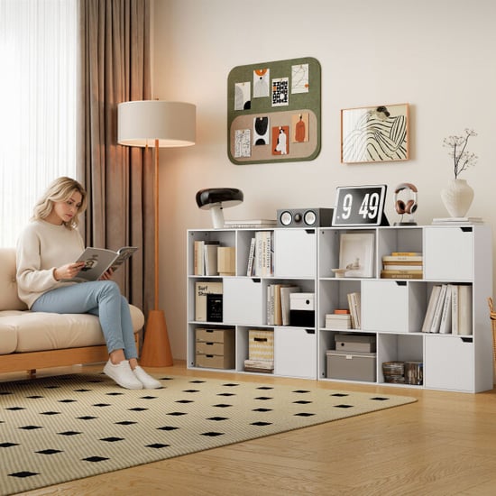 4goodz Boekenkast met 3 deuren en 6 open planken voor woonkamer of slaapkamer - Image 2