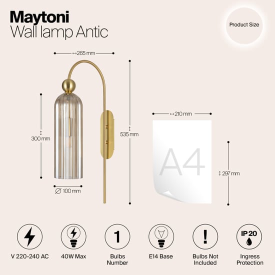 Maytoni wandlamp antic - Ø10 - Image 4