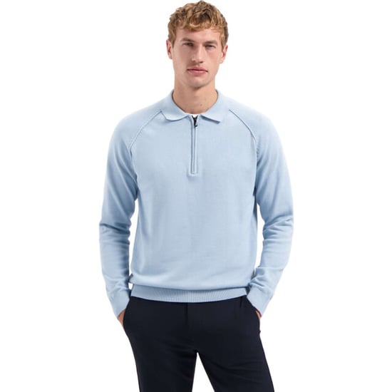 No Excess Pullover polo half zip solid dusty blue - Image 1