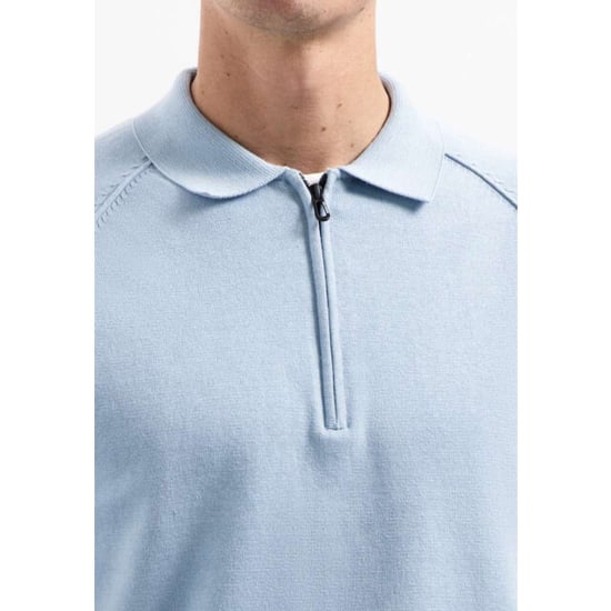 No Excess Pullover polo half zip solid dusty blue - Image 3