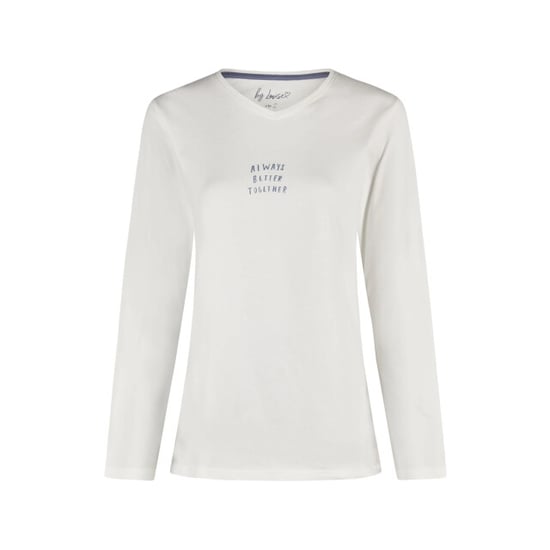 By Louise Dames pyjama set lang v-hals off-white/donkerblauw gebloemd - Image 3
