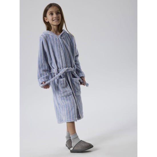 Name It Meisjes badjas fluweel nkfrose blauw gestreept - Image 6