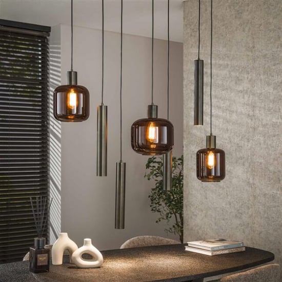 Hoyz hanglamp bronza mix 4+3-lichts sienna brown - Image 1