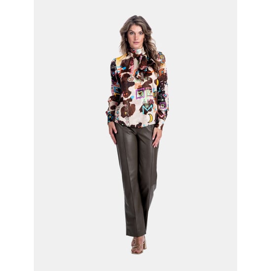 Mucho Gusto Blouse vinci met koeienprint en graffiti illustraties - Image 2