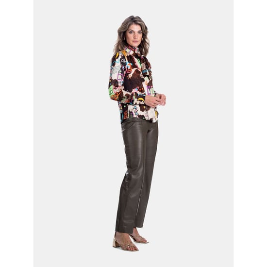 Mucho Gusto Blouse vinci met koeienprint en graffiti illustraties - Image 3