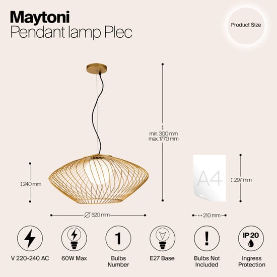 Maytoni hanglamp plec - Ø52 - Image 3