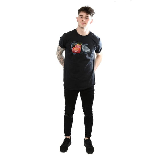 Disney Mens Cars Lightning Vs Storm T-Shirt (Black) - Image 5