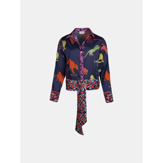 Mucho Gusto ® blouse antwerpen donkerblauw luipaard patches - Image 1