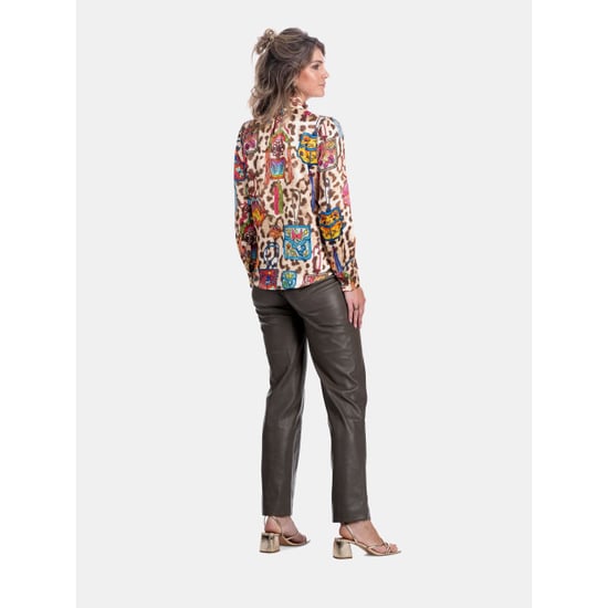 Mucho Gusto Blouse vinci met panterprint en kunstzinnige gedrukte tasjes - Image 5