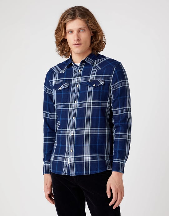 Wrangler Western shirt dark indigo regular fit - Image 1