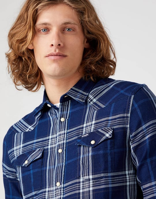 Wrangler Western shirt dark indigo regular fit - Image 4
