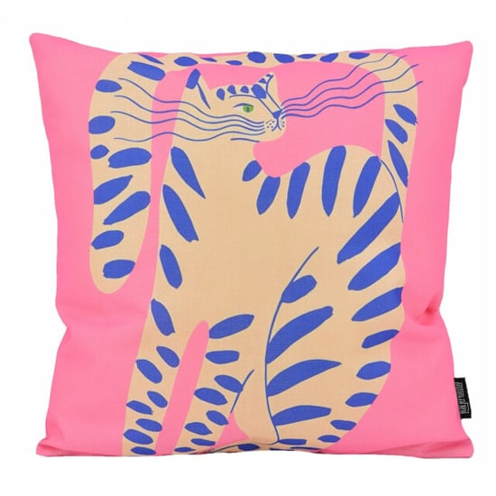 Gek op kussens! Pink cat | 45 x 45 cm | kussenhoes | katoen/linnen - Image 1