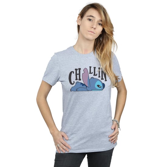 Disney Womens/Ladies Lilo And Stitch Chillin Cotton Boyfriend T-Shirt (Sports Grey) - Image 2