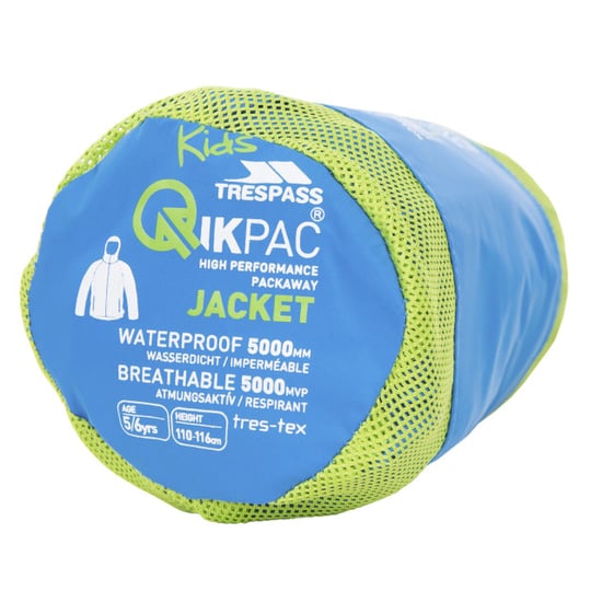Trespass Kinderen/kinderen qikpac waterdichte packaway jacket - Image 3