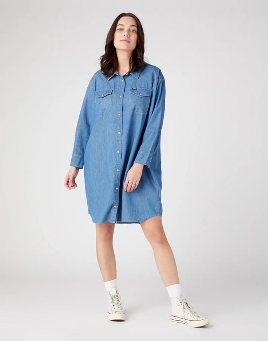 Wrangler Denim shirtdress mid indigo - Image 1