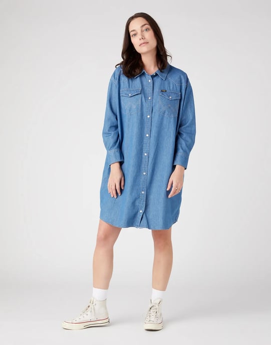 Wrangler Denim shirtdress mid indigo - Image 3