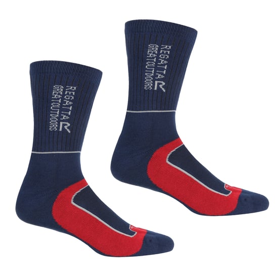 Regatta Mens Samaris 2 Season Socks (Pack of 2) (Navy/Dark Red) - Image 1