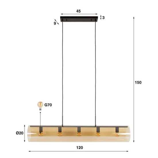 Hoyz hanglamp 5l tube amber glas artic - Image 3