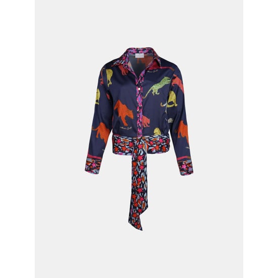 Mucho Gusto ® blouse antwerpen donkerblauw luipaard patches - Image 1