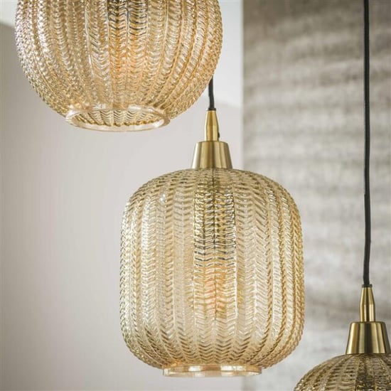Hoyz hanglamp 5l v-shape pattern getrapt amberkleurig glas - Image 5